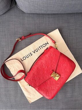 Louis Vuitton Pochette Metis Red Monogram Empreinte Bag with Gold Hardware